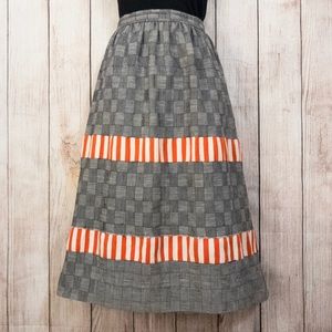 Vtg Handwoven Stripe Plaid Skirt XS